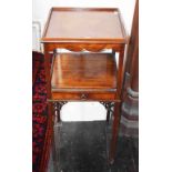 A 19TH CENTURY MAHOGANY TWO TIER BEDSIDE PEDESTAL,