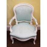 TWO SIMILAR 18TH CENTURY STYLE FRENCH ARMCHAIRS,