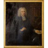 18TH CENTURY ANGLO IRISH SCHOOL, A Half Length Portrait of a Cleric, depicted seated in a library,