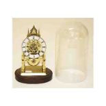 A 19TH CENTURY MINIATURE GOTHIC STYLE BRASS SKELETON CLOCK,