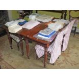 A PAIR OF 19TH CENTURY MAHOGANY SIDE TABLES, each rectangular top with front rounded corners,