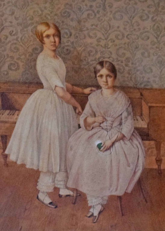 19TH CENTURY IRISH SCHOOL, Portrait of Two Young Girls by a Spinnet, W.C.