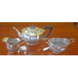 A LATE VICTORIAN THREE PIECE SILVER TEA SERVICE, Sheffield 1896,