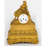 AN EARLY 19TH CENTURY FRENCH ORMOLU BOUDOIR MANTEL CLOCK,