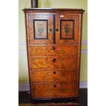 A FINE EDWARDIAN SATINWOOD AND EBONIZED SIDE CUPBOARD WITH CHEST,