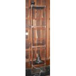 A TALL 19TH CENTURY FOUR TIER MAHOGANY WHATNOT, with four square shelves,