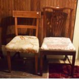 A PAIR OF INLAID MAHOGANY SHERIDAN STYLE RAIL BACK DINING CHAIRS,