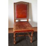 A SET OF THREE 17TH CENTURY STYLE CARVED OAK SIDE CHAIRS,