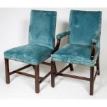 A SET OF EIGHTEEN (16+2) GEORGIAN STYLE MAHOGANY DINING CHAIRS,