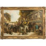 HENRY CHARLES WOOLLETT (ACT. 1851-1898), The New Mayors Speech, depicting a crowded town square, O.