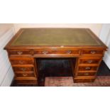 A GEORGIAN STYLE ELM PARTNERS PEDESTAL WRITING DESK,