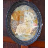 AFTER ANGELICA KAUFFMAN, an early 19th century oval silk work picture,