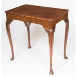 AN 18TH CENTURY RECTANGULAR IRISH MAHOGANY SILVER TABLE, with dish top,