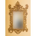 A FINE RARE 18TH CENTURY CARVED IRISH GILTWOOD WALL MIRROR,