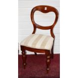 A SET OF TEN LATE VICTORIAN OPEN BACK MAHOGANY DINING CHAIRS, each with a drop in seat,