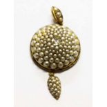 A CIRCULAR VICTORIAN CUSHION SHAPED MEMORIAL PENDANT,