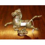 A CHINESE TANG STYLE BRONZE FIGURE OF A HORSE, 8" (20cm).