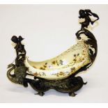 A VERY FINE AND UNUSUAL BRONZE AND GILT BRONZE ZSOLNAY TABLE CENTRE,