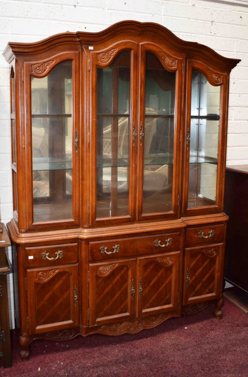 A FRENCH WALNUT DISPLAY CABINET