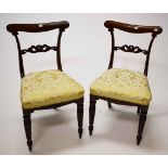 A SET OF FIVE ROSEWOOD VICTORIAN SIDE CHAIRS,