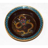 A SMALL CHINESE MICRO CLOISONNE FIVE CLAW DRAGON BOWL, 19th century,