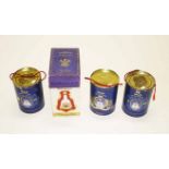 FOUR COMMEMORATION BOTTLES OF BELLS OLD SCOTH WHISKEY, each porcelain bottle of bell shape,