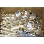 A PART CANTEEN OF SILVER PLATED KINGS PATTERN CUTLERY,