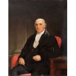 MID-19TH CENTURY ANGLO IRISH SCHOOL, Portrait of a Gentleman, depicted sitting in a red armchair,
