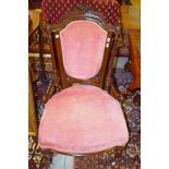 A VICTORIAN WALNUT LADIES NURSING CHAIR,