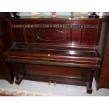 A GOOD QUALITY IRON FRAMED MAHOGANY UPRIGHT PIANO, by W.H.