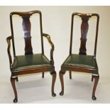 A SET OF EIGHT (6+2) MAHOGANY DINING CHAIRS, each with splat back and padded seat,