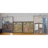 A PAIR OF FRENCH STYLE TAPESTRY TYPE PICTURES,