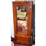 A VICTORIAN MAHOGANY SINGLE MIRROR DOOR WARDROBE, with drawer to base, 32" (82cm).