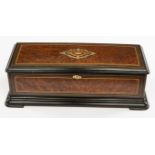 A 19TH CENTURY EIGHT AIR SWISS MUSIC BOX, with Zither, in ornate birds eye maple and inlaid case,
