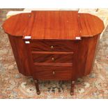 A 20TH CENTURY MAHOGANY LADIES WORK TABLE, with square top,