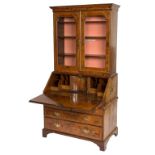 A FINE EARLY 18TH CENTURY SLOPE-FRONT WALNUT BUREAU CABINET, with attractive patina,