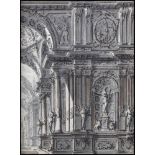 GALLIARI BERNARDINO b. 1707 d. 1794 Ink on paper.(attribuito a)Prospettiva architettonica Penna