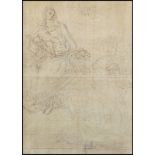 PITTORE DEL XVIII SECOLO Pencil on paper; defects.Vergine con Bambino e santo vescovo Matita su