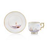 MEISSEN A MEISSEN PORCELAIN CUP AND A SAUCER, circa 1740; minor wears.TAZZA E PIATTO IN