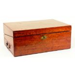 A VICTORIAN MAHOGANY WRITING BOX WITH FITTED INTERIOR