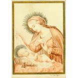 AFTER CARLO DOLCI - THE VIRGIN AND CHILD, WATERCOLOUR