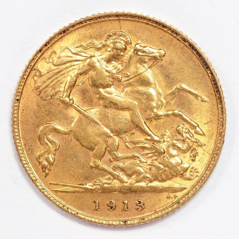 GOLD COIN. HALF SOVEREIGN 1913 - Image 2 of 2