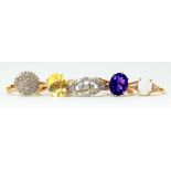 FIVE VARIOUS GEM SET GOLD RINGS, 11.9G GROSS