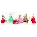 SEVEN ROYAL DOULTON, COALPORT AND ROYAL WORCESTER FIGURES OF YOUNG LADIES AND A CAPO DI MONTE