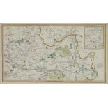 FIVE 18TH AND 19TH CENTURY ENGLISH  MAPS, INCLUDING A MINIATURE SPEED MAP OF DERBYSHIRE, ALL HAND