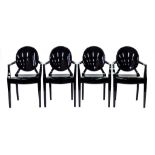 A SET OF FOUR LOUIS GHOST BLACK POLYCARBONTE ARMCHAIRS DESIGNED BY PHILIPPE STARCK, 2008,