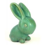 A BOURNE DENBY WARE GREEN GLAZED RABBIT, 1930'S