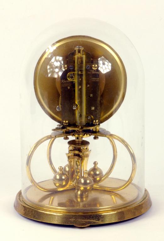 A KUNDO LACQUERED BRASS ANNIVERSARY CLOCK BENEATH GLASS DOME - Image 2 of 3