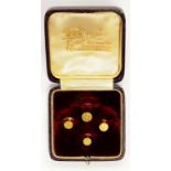 A SET OF FOUR VICTORIAN 15CT GOLD DRESS STUDS, BIRMINGHAM 1899, CASED, 4.5G