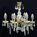 A GLASS CHANDELIER, ETC